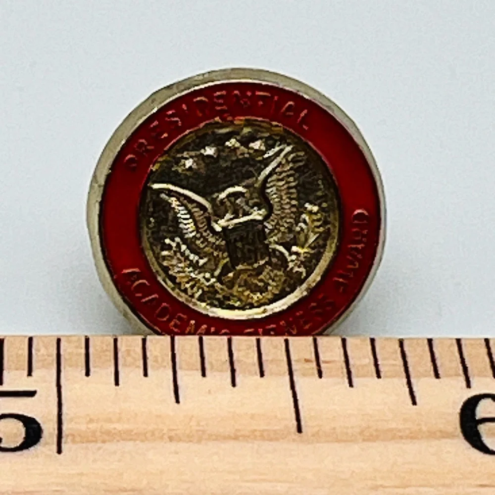 Vintage Pin US Presidential Academic Fitness Award Red Enamel Lapel Tie Tack
